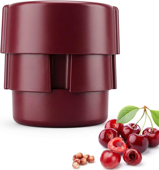 6-in-1 Cherry Pitter Tool for Bulk Jam Making & Baking, ABS Cherry Pit Remover with Juice Catch Container, One-Press Multiple Cherry Corer, Dishwasher Safe