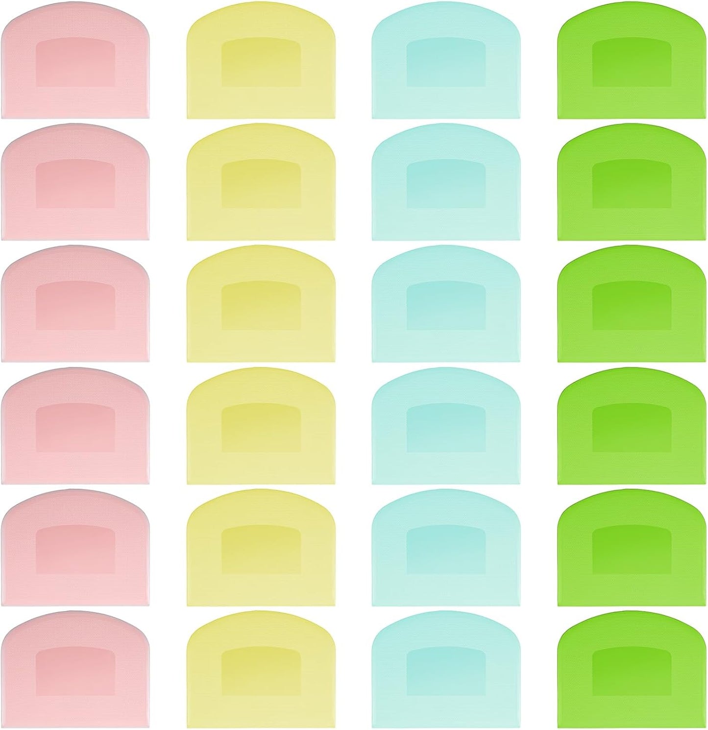 24 Pcs Bench Scraper Dough Scraper for Baking, BPA Free PE Flexible Bowl Scrapers, Food-Safe Plastic Dough Cutter Tool for Bread Cake Fondant Icing (Light Blue, Green, Yellow, Pink)