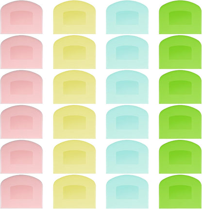 24 Pcs Bench Scraper Dough Scraper for Baking, BPA Free PE Flexible Bowl Scrapers, Food-Safe Plastic Dough Cutter Tool for Bread Cake Fondant Icing (Light Blue, Green, Yellow, Pink)