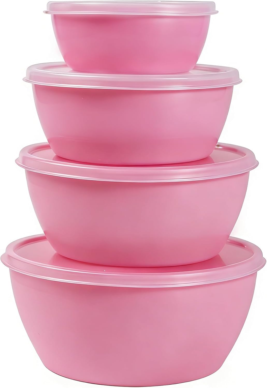 4-Piece Classic Plastic Prep Bowls with Lids, Nesting Plastic Small Mixing Bowl Set for Mixing, Baking, Prepping, Cooking and Serving Food, Microwave and Dishwasher Safe