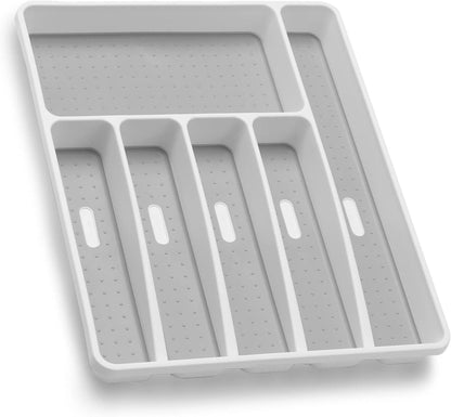 Loyareal Silverware Organizer Utenisl Organizer Holder Kitchen Drawer Organizer Plastic Silverware Tray for Drawer Flatware Organizer 5 Compartment White