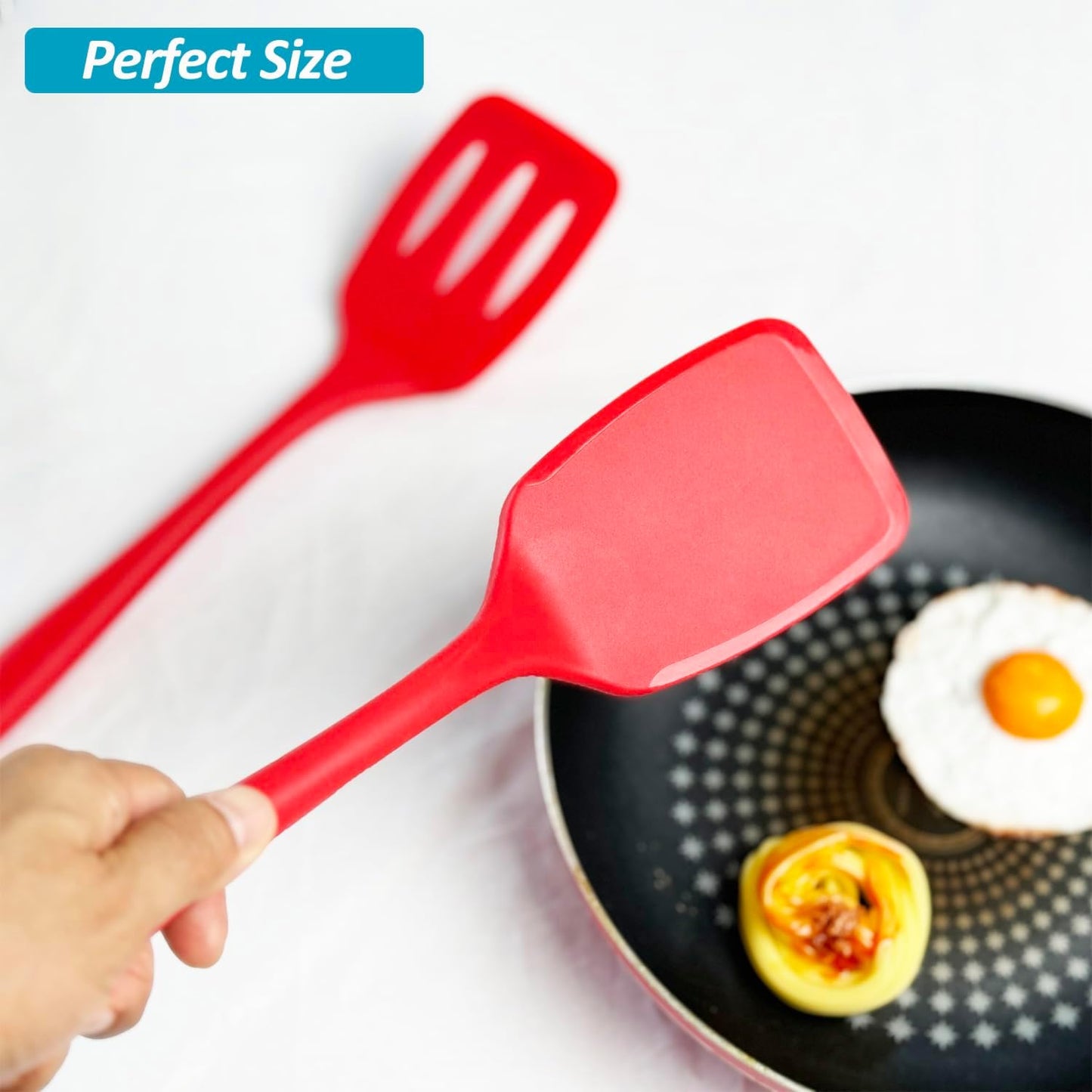 Silicone Spatula Turner Set, High Heat Resistant Spatulas with Seamless One Piece Design, Nonstick Rubber Flippers Utensils for Baking & Cooking,BPA-Free, Starry Blue,11IN