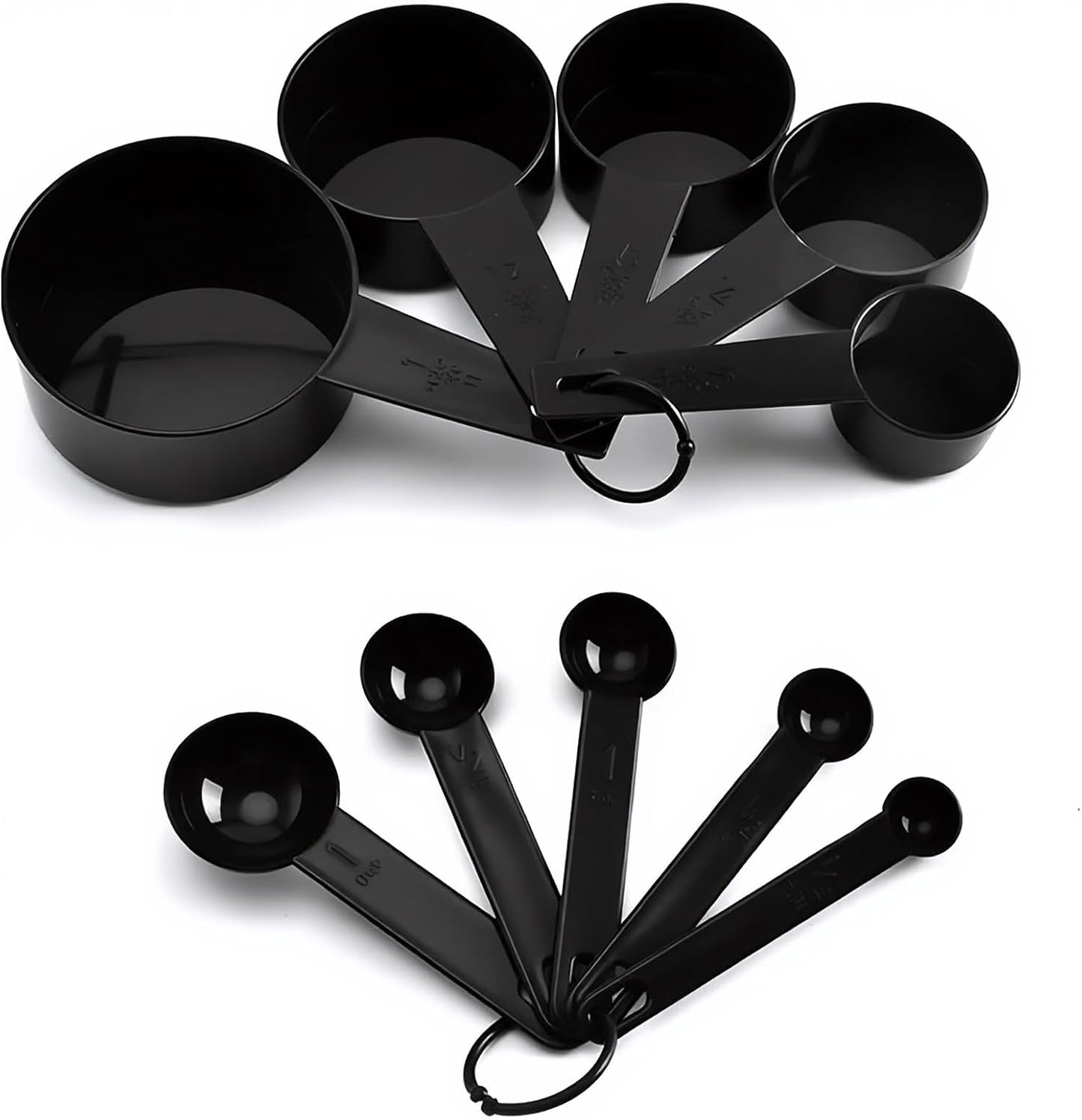 Inmorven 10pcs Measuring Cups and Spoons Set, BPA-Free Plastic Kitchen Baking Tools with Engraved Markings, Stackable Design for Dry & Liquid Ingredients (Pink)