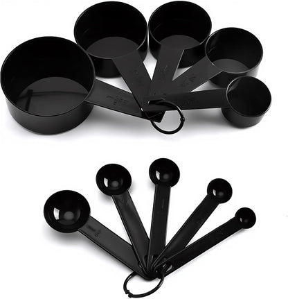 Inmorven 10pcs Measuring Cups and Spoons Set, BPA-Free Plastic Kitchen Baking Tools with Engraved Markings, Stackable Design for Dry & Liquid Ingredients (Pink)