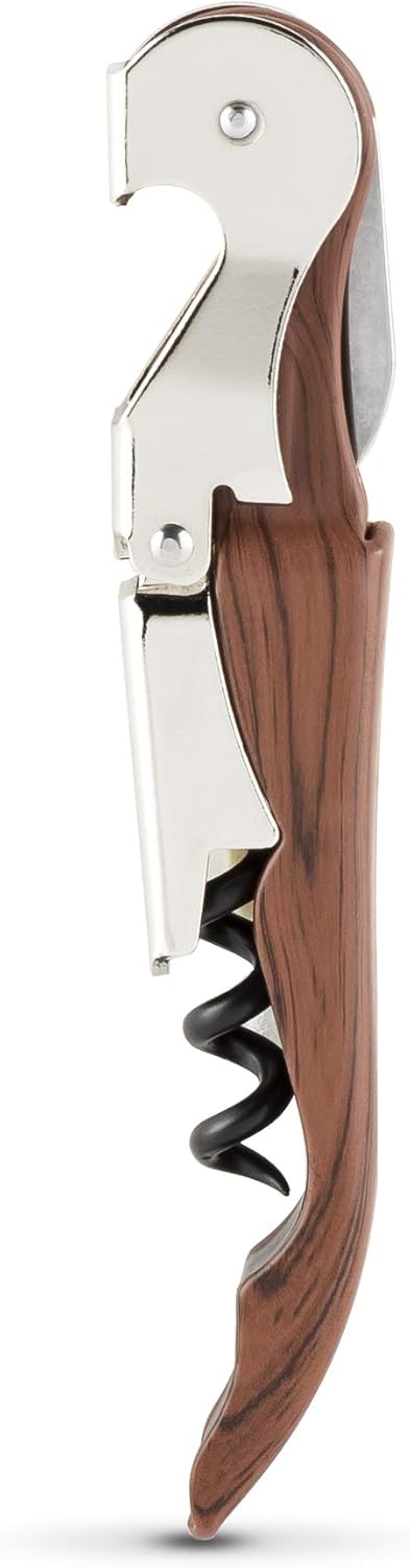 True Truetap Double Hinged Waiter's Corkscrew Wine Opener, Stainless Steel Wine Bottle Opener with Built In Foil Cutter, Home Bar Tools, Bar Cart Accessories, Wedding Gifts, Set of 1, Black