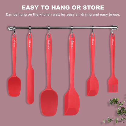 NileHome Silicone Spatula Set, 5 Pieces Food Grade Kitchen Utensils with Silicone Brush Heat Resistant BPA-free Rubber Spatula for Scraping, Baking, Cooking, Mixing—Black