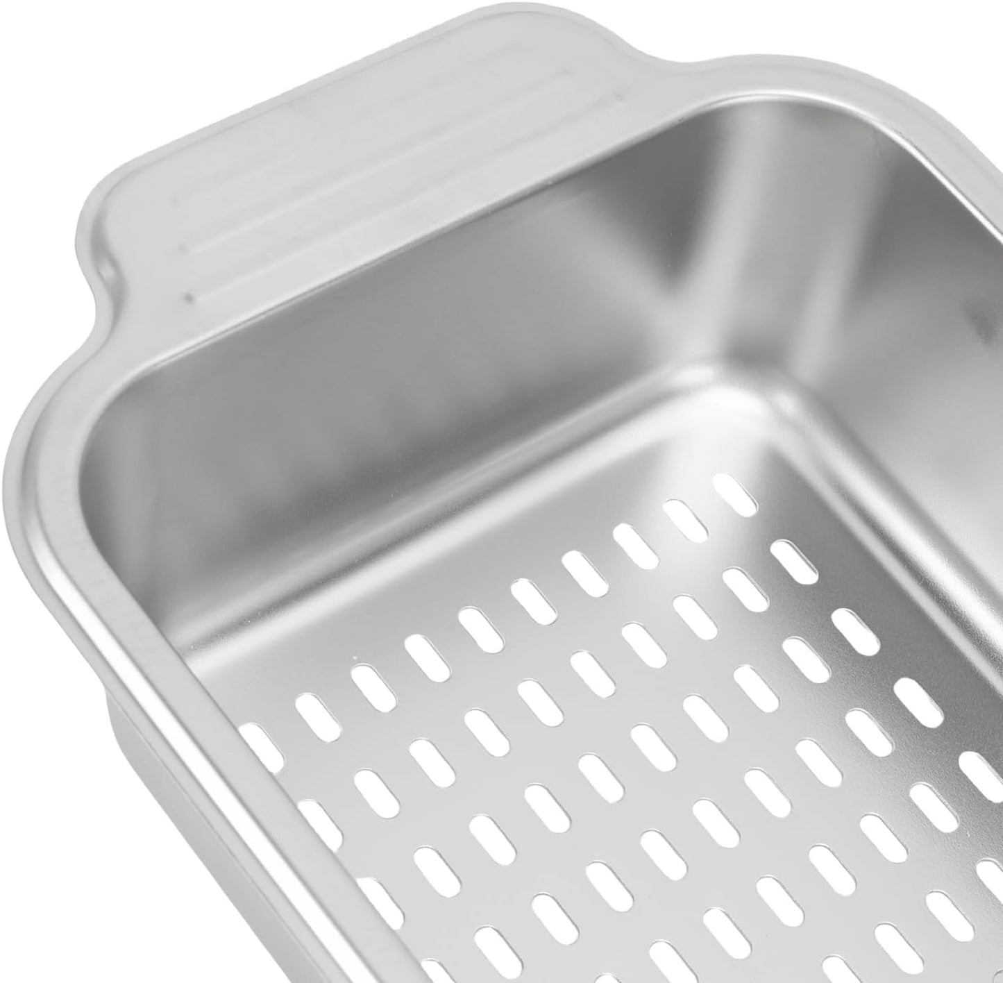 AYNEFY Extendable Over The Sink Basket Expandable Stainless Steel Colander 304 Food Grade Strainer for Washing Vegetables Fruits Pasta Dishes with Rubber Grip Handles (S)