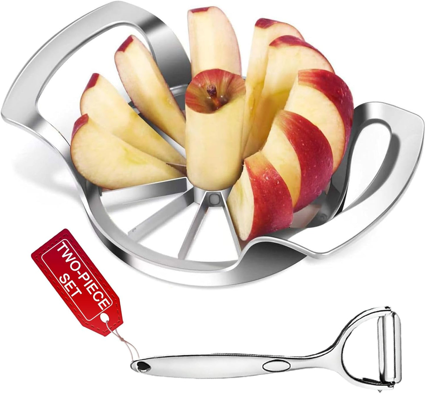 Apple Slicer,8 Blade Extra Large Apple Corer, Heavy Duty Stainless Steel Apple Cutter and Divider，Easy to Use, Time-Saving,Kitchen Tool (8 Blades)