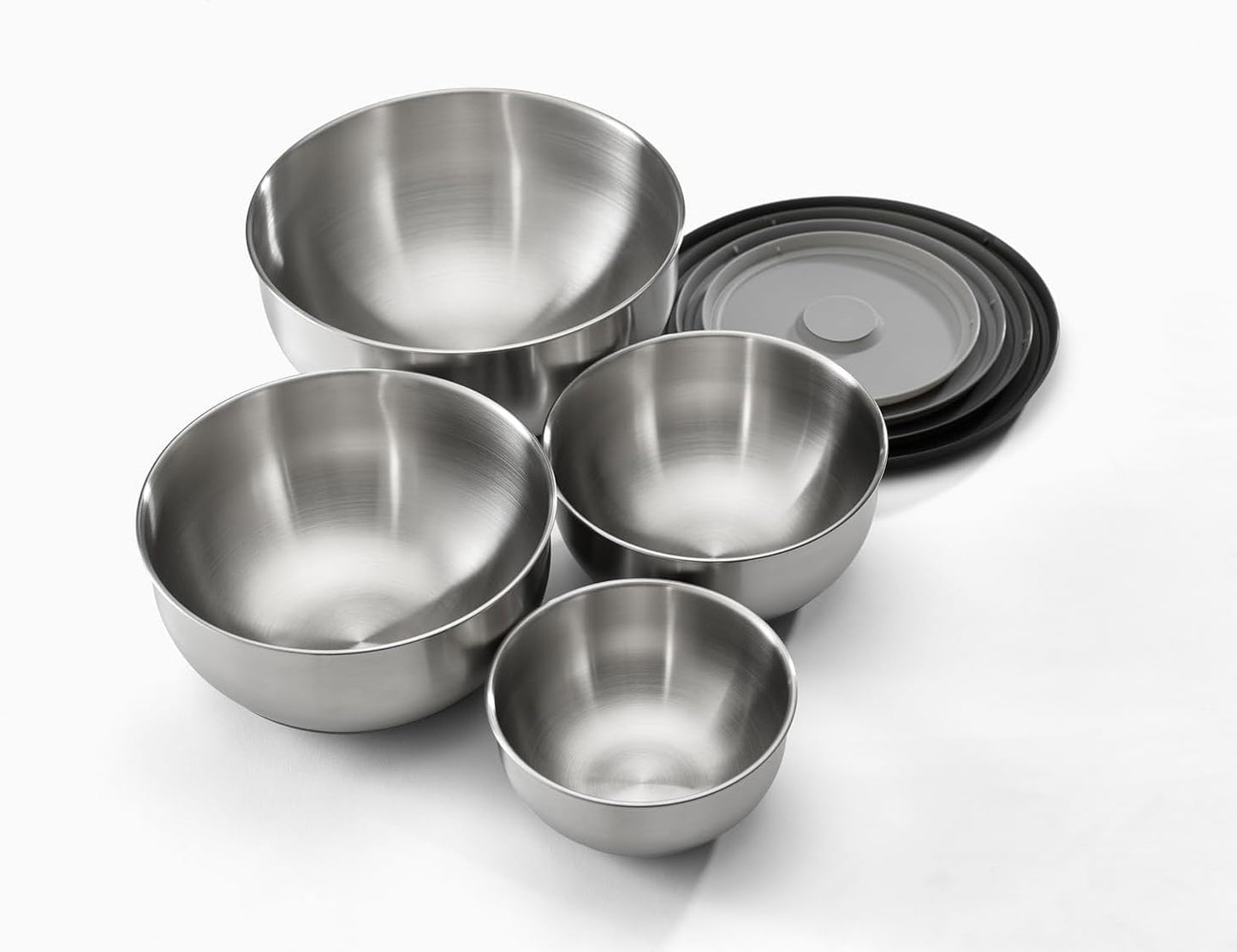 Joseph Joseph Prep&Store- Stainless Steel Mixing Nest Bowls with Lids, 8 piece Metal Bowl food Storage Set, Stainless Steel