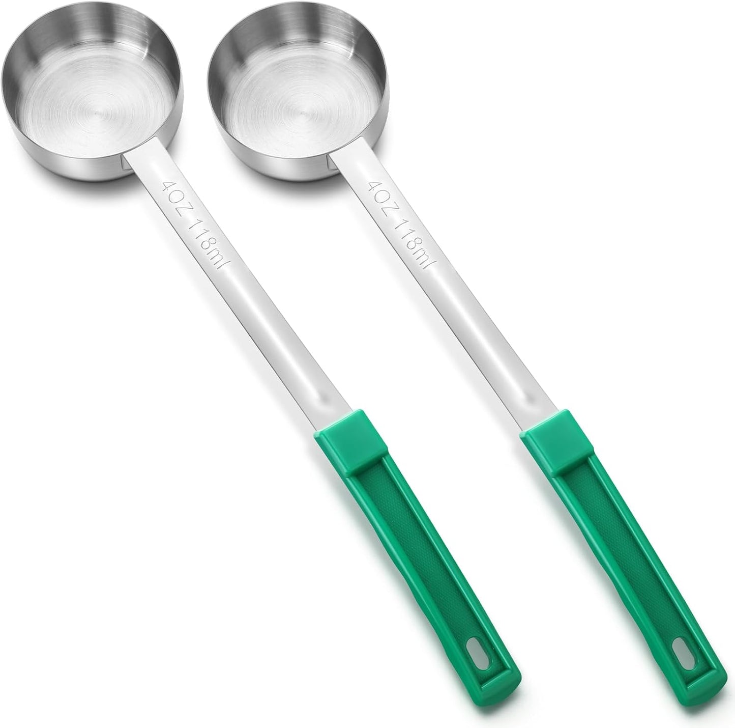 Teenyyou 2 Pcs Portion Control Serving Spoons, Restaurant Measuring Serving Ladle Utensils, Portion Spoons for Weight Loss, Kitchen(Red,2 oz,Solid and Slotted)