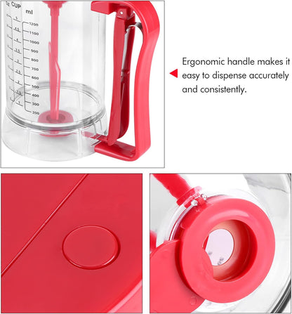 Batter Dispenser, 1200mL Cordless Electric Pancake Cupcake Batter Mixer Bakeware Maker Machine Battery Powered Measuring Baking Tool for Muffins Crepes Cake
