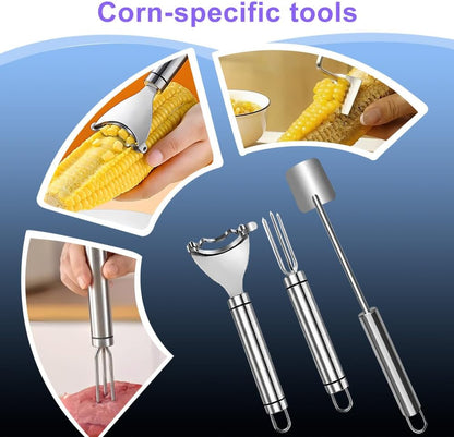 3 Pack Corn Cob Peeler, Stainless Steel Upgraded Corn Peeler, Corn Cob Remover, Kitchen Tool Set Easy to Clean, Gift Box Gift