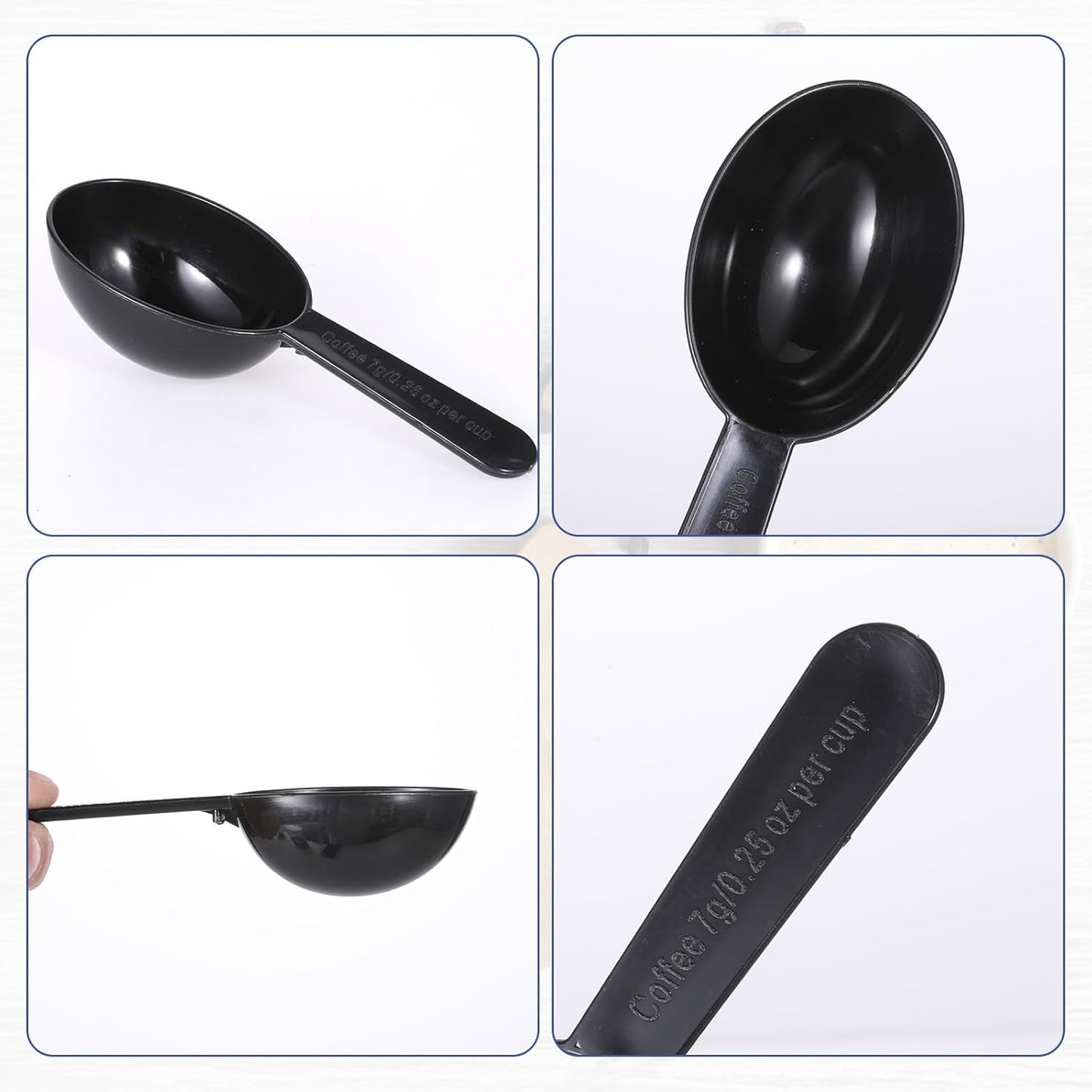 Small Scoops for Canisters, 5 Pack Plastic Scoopers for Containers, Black Coffee Measuring Scoop for Tea, Sugar, Cereal, Milk, Spices(7g)
