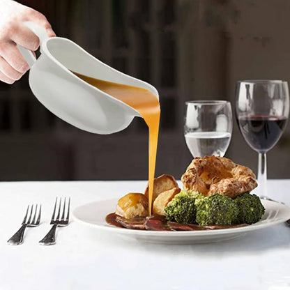 17oz Gravy Boat with Saucer Stand, Set of 1, Ceramic Sauce Boat with Tray for Salad Dressings,ketchup， Creamer, Broth, Black Pepper, White