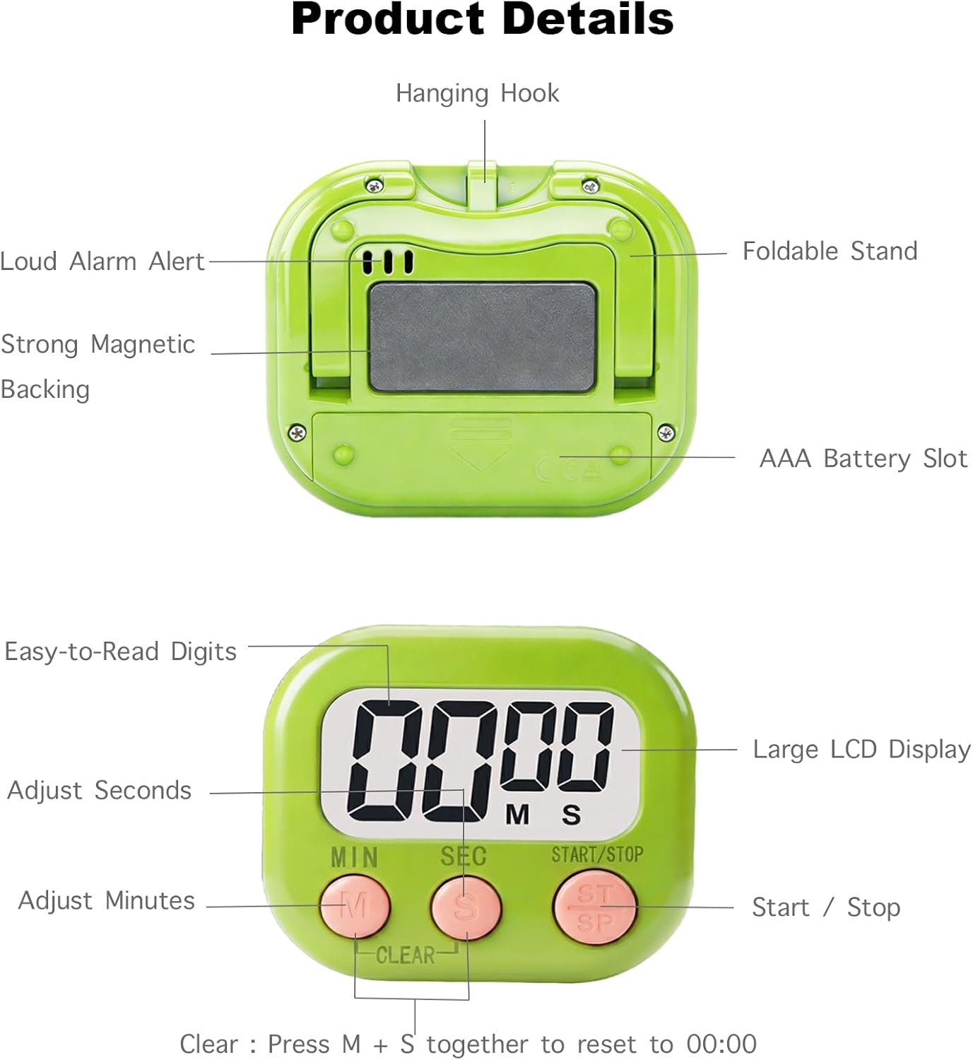 Digital Timer for Classroom Teachers Students, Magnetic Kitchen Countdown Timer, Easy Timers for Kids Homework Study Cooking Gym Game, 6 Pcs