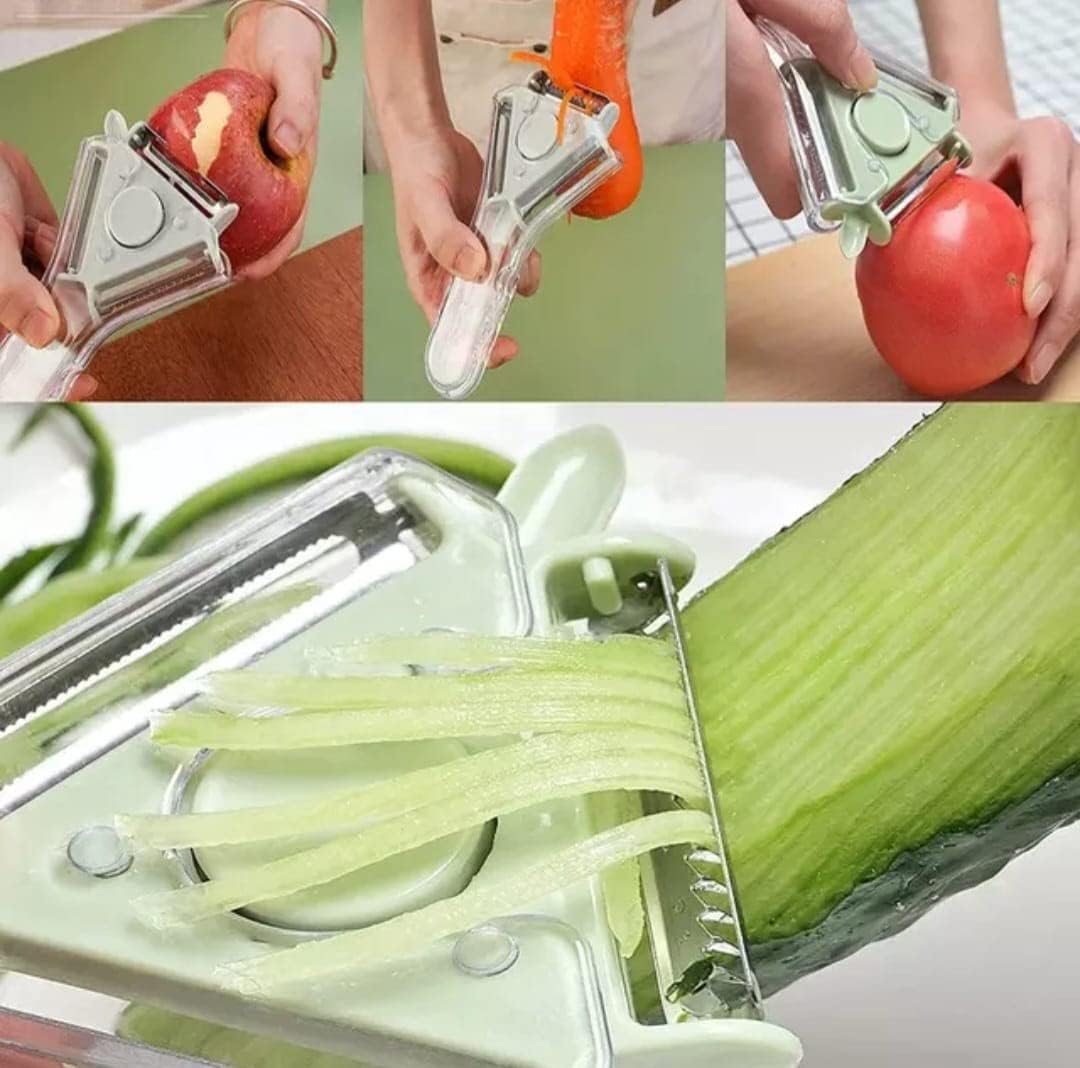 3 In 1 Multipurpose Stainless Steel Blade Vegetable and Fruit Peeler, Vegetable Julienne, Potato Peeler, Grater Slicer With 3 Rotary Detachable Sharp Blades (2 Pack)