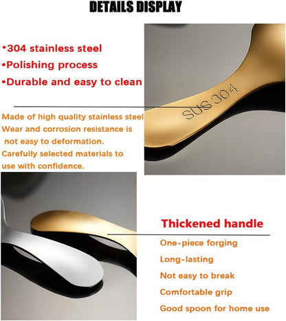 5PCS Short Handle Spoon, Stainless Steel Mini Spoons Thickened Small Round Spoon For Salt Condiments Dessert Tea Coffee (Black)