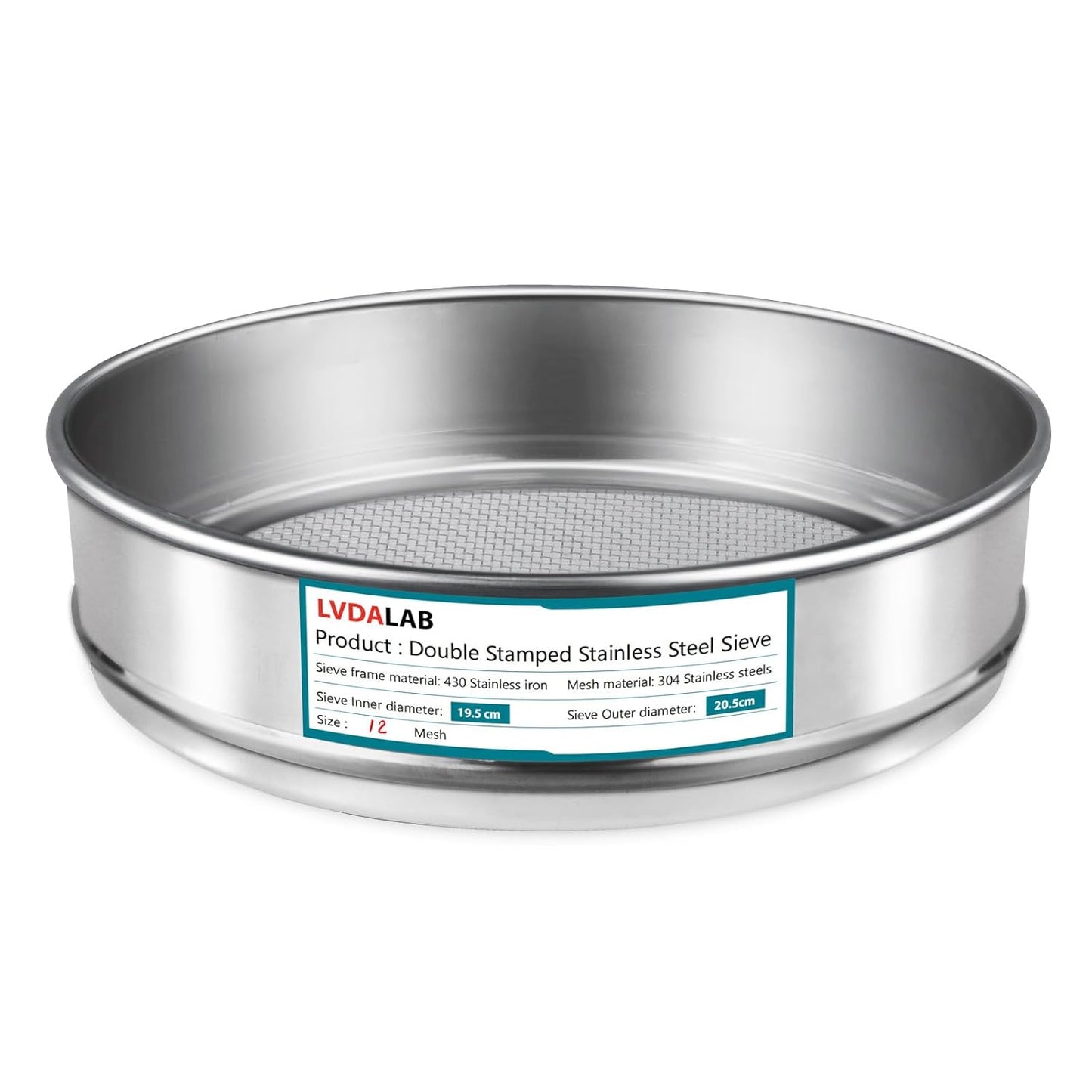 304 Stainless Steel Mesh Lab Sieve, 80 Mesh (0.2mm) Aperture Test Sieve, 7.9Inch(20cm) Diameter Economy Standard Analysis Sample Test Sieves for Industrial Laboratory Homes - Colors B