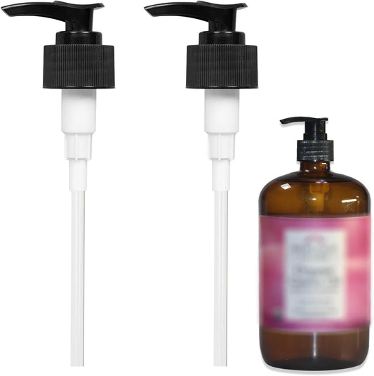 Replacement Pump Dispenser for 32 oz Castor Oil Bottles, Compatible with Heritage Store Castor Oil, Black, 2 Pack