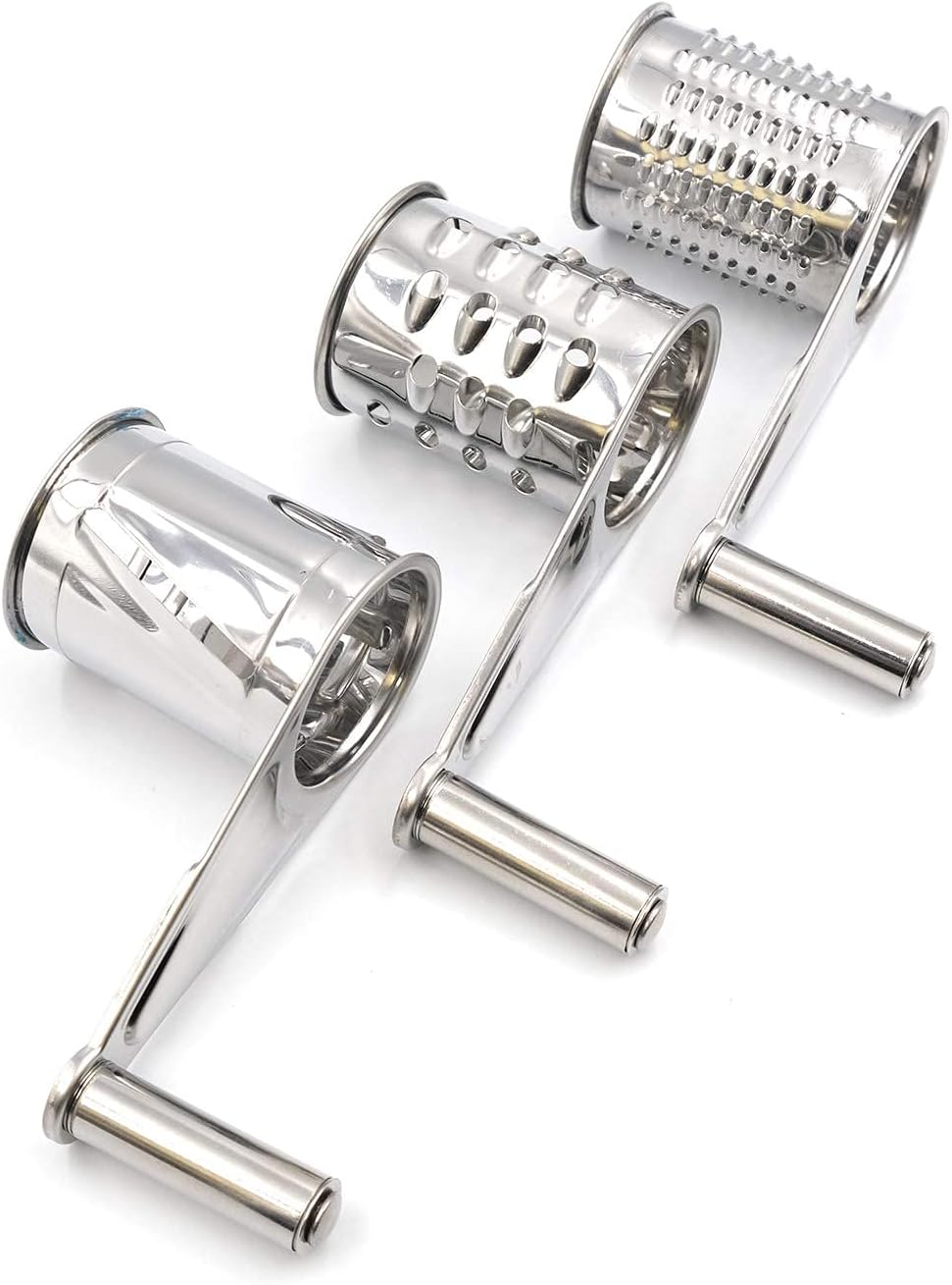 Mayata 1set Cheese Cutter Slicer Shredder with 3 Interchanging Rotary Ultra Sharp Cylinders Stainless Steel Drums & Slicer