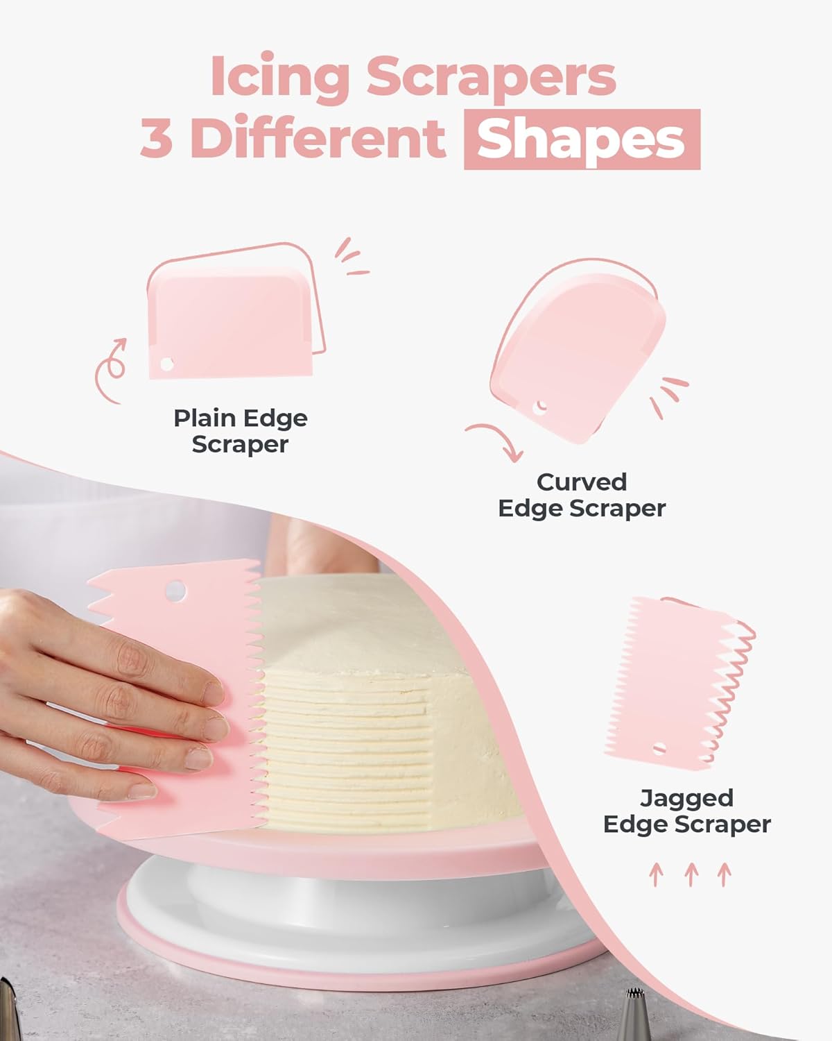Kootek 71PCs Cake Decorating Kit, Baking Supplies Tools - Includes Cake Stand Turntable, 12 Icing Piping Tips Set, 2 Frosting Spatulas, 3 Scrapers, 50+2 Piping Bags, Coupler, Video Tutorial, Booklet