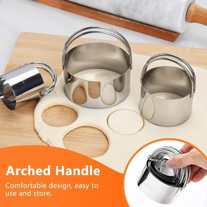 4 Pcs Stainless Steel Biscuit Cutter Set,Including Flour Duster,Pastry Scraper and Dough Blender,Sturdy & Long-Lasting with Ergonomic Rubber Grip,Professional Baking Dough Tools