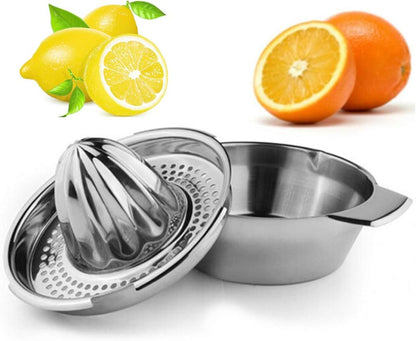 Stainless Steel Lemon Squeezer,Juicer with Bowl Container for Oranges Lemons Fruit Home Made Juice in Kitchen