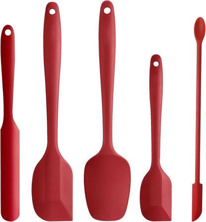 5 Piece Pink Silicone Spatula Set, Heat Resistant Rubber Spatulas Set, Silicone Kitchen Utensils Set Dishwasher Safe for Nonstick Cookware Baking Cooking