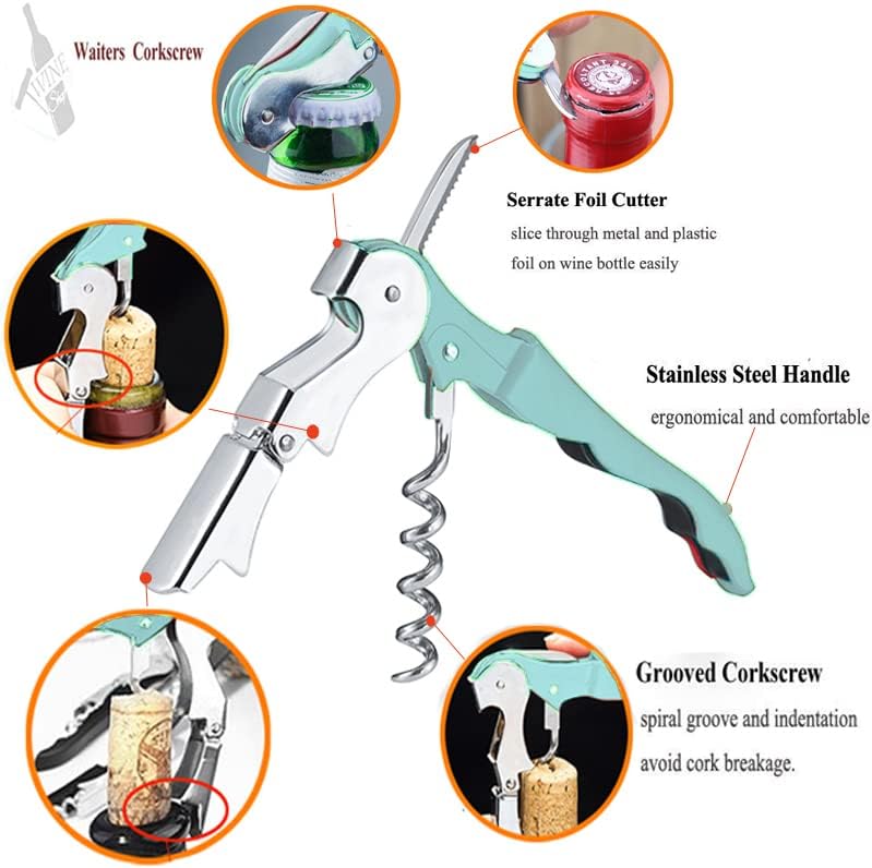 Kit-Home Professional Waiter Corkscrew Wine Openers Set (4 PCS),Upgraded with Heavy Duty Stainless Steel Hinges Wine Key for Restaurant Waiters, Sommelier, Bartenders