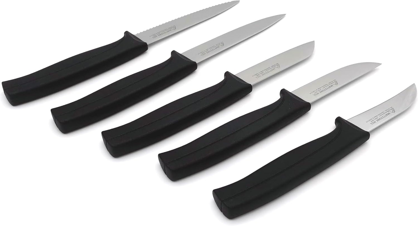 Tomato Knife - MATTSTONE HILL 5 Inch Serrated Kitchen Utility Knife, Serrated Cheese Tools, German X50CrMoV Steel, Red Handle