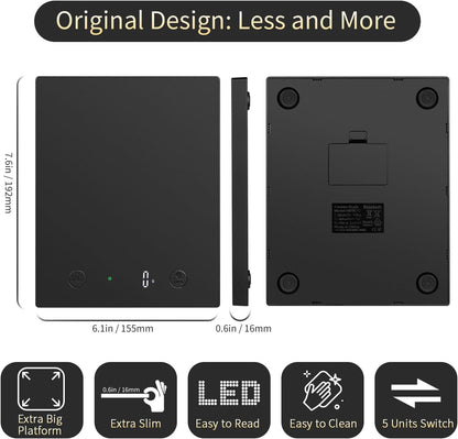 Homebuds 22lb/10kg Digital Food Scale in High Precision 0.1oz/1g, Our Own Kitchen Scale Professional Factory SINCE 2001, Home and Kitchen Essentials for Cooking and Baking, LED, 3*AAA Batteries, Black