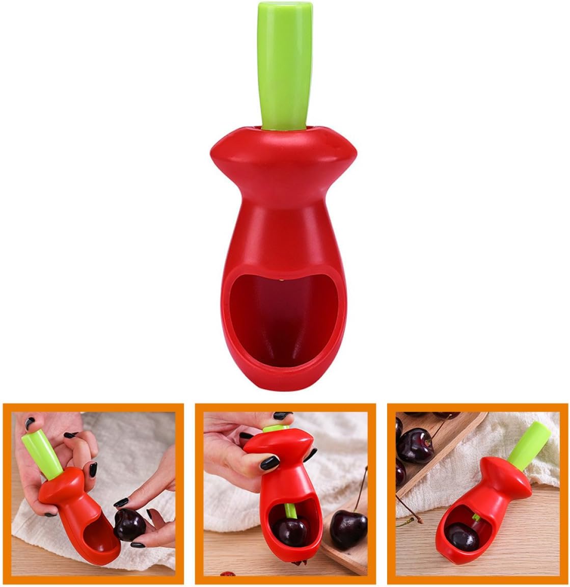 VOSAREA Cherry Pitter and Olive Corer Kitchen Tool, Compact Plastic Fruit Core Remover for Daily Use, Reusable Red Date and Cherry Seeder Suitable for Home Cooking