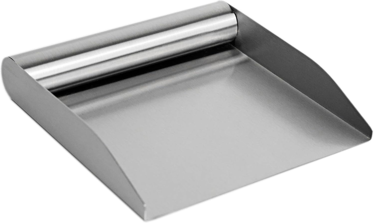 Fox Run Stainless Steel Kitchen Food Scoop, 6" Food and Bench Scraper With Handle