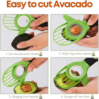 3PCS Stainless Steel Apple, Avocado & Pineapple Slicer Set – Heavy-Duty Corer & Cutter with Reinforced Blade for Quick & Easy Fruit Cutting Prep – Sharp, Durable & Ergonomic Kitchen Tool”