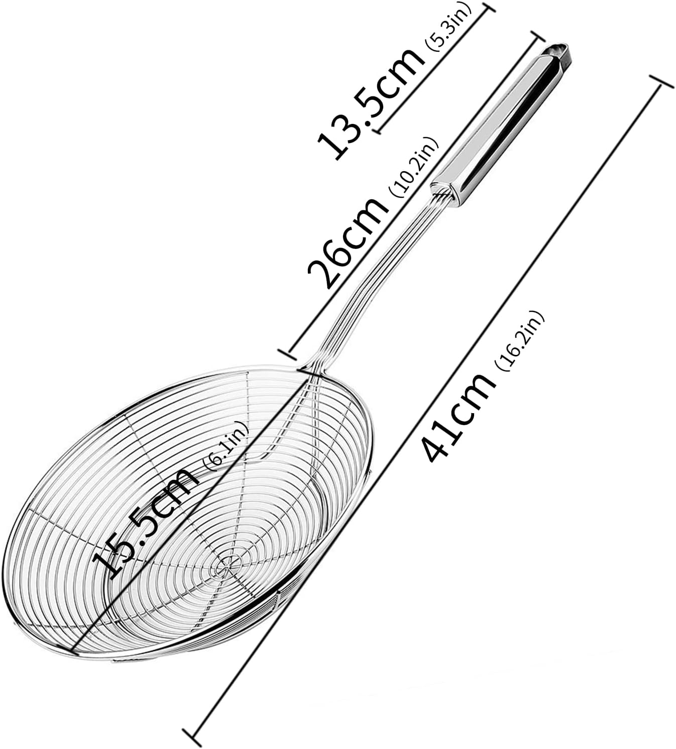 Strainer Skimmer, Stainless Steel Spider Strainer, Ladle for Pasta, Spaghetti, Noodles and Frying in Kitchen – 6 Inches Bowl