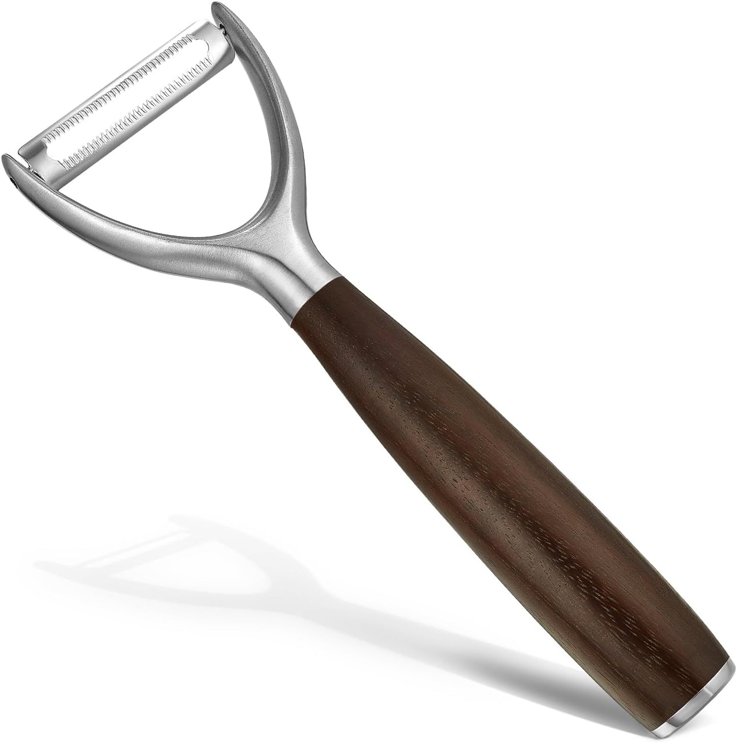 Serrated Blade Premium I Type 304 Stainless Steel Multifunctional Kitchen Peeler Real Wood Handle Ultra Sharp Blade Vegetable Potato Apple（Agarwood）