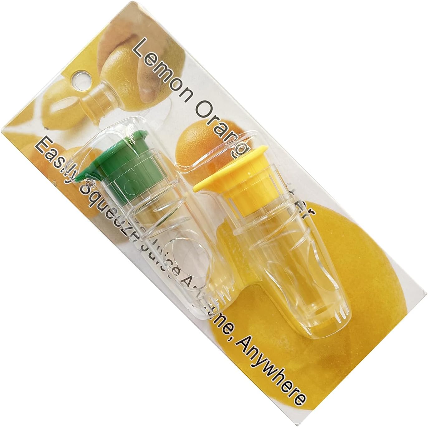 2Pcs Mini Lemon Squeezer, Compact Handheld Lemon Juicer with Lid & Built In Filter Screen, Small Manual Juicer for Lemon, Lime & Cocktails (Green+Yellow)