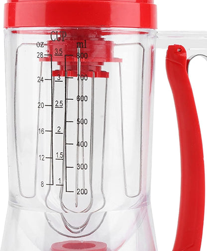 Pancake Batter Dispenser, Manual Pancake Cupcake Batter Mixer with Scale Hand Held Bakeware Maker Dispenser Blender Machine Baking Tool for Muffins Crepes Cake Waffles