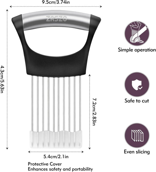 Onion Holder for Slicing, Stainless Steel Onion Slicer Holder, Onion Slicer Cutter Chopper, Vegetable Fruit Tomato Slicer, Food Vegetable Chopper, Kitchen Gadgets
