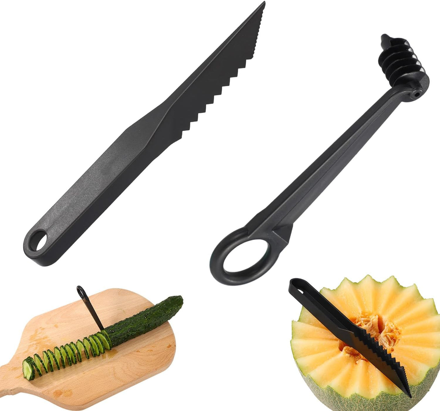 Kitchen Spiral and V-Shaped Cutter Set, Manual Spiral Vegetable Slicer V-Shaped Knife for Potato Cucumber Veggies Carrot Veg Spiralizer Kitchen Tool for Food Decoration & Fruit Garnishing