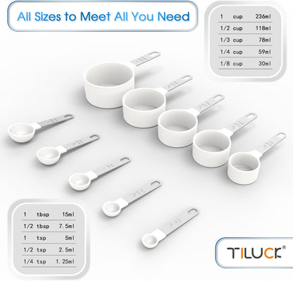 TILUCK Measuring Cups & Spoons Set, Stackable Cups and Spoons, Nesting Measure Cups with Stainless Steel Handle, Kitchen Gadgets for Cooking & Baking (Green)