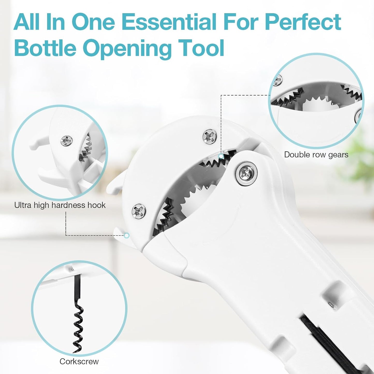 7 in 1 Jar Opener Bottle Opener and Wine Opener for Seniors with Arthritis, Weak Hands, Multi Retractable Magnetic Can Opener, Original Kitchen Lid Opener Tool (Black)