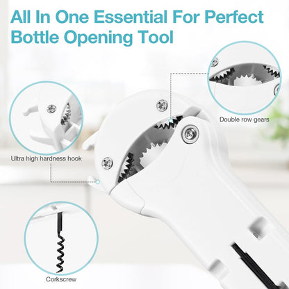 7 in 1 Jar Opener Bottle Opener and Wine Opener for Seniors with Arthritis, Weak Hands, Multi Retractable Magnetic Can Opener, Original Kitchen Lid Opener Tool (Black)