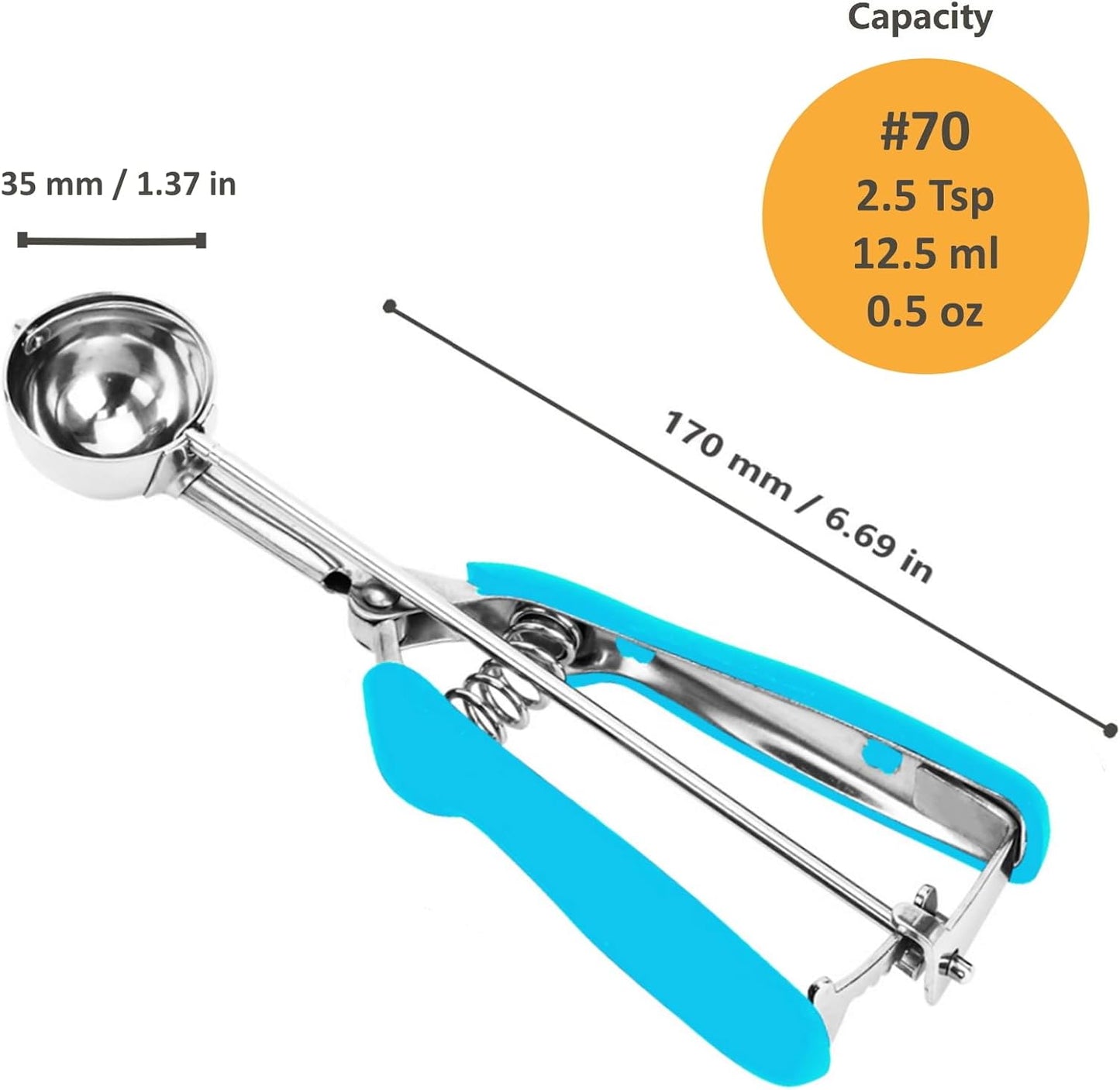 Cookie Scoop, Ice Cream Scoop, 1Tbsp/15 ml/0.5oz Cookie Scoops for Baking, 18/8 Stainless Steel Cookie Scooper for Baking, Ice Cream Scooper with Trigger Release, Cookie Dough Scoop with Non-slip Grip