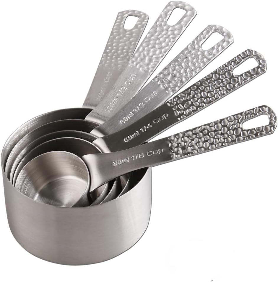 Measuring Spoons Set, 18/8 Stainless Steel Measuring Spoons Set for Dry&Liquid, Metal Metric & US Measuring Spoon with 1 Leveler and Locking Ring for Kitchen & Baking