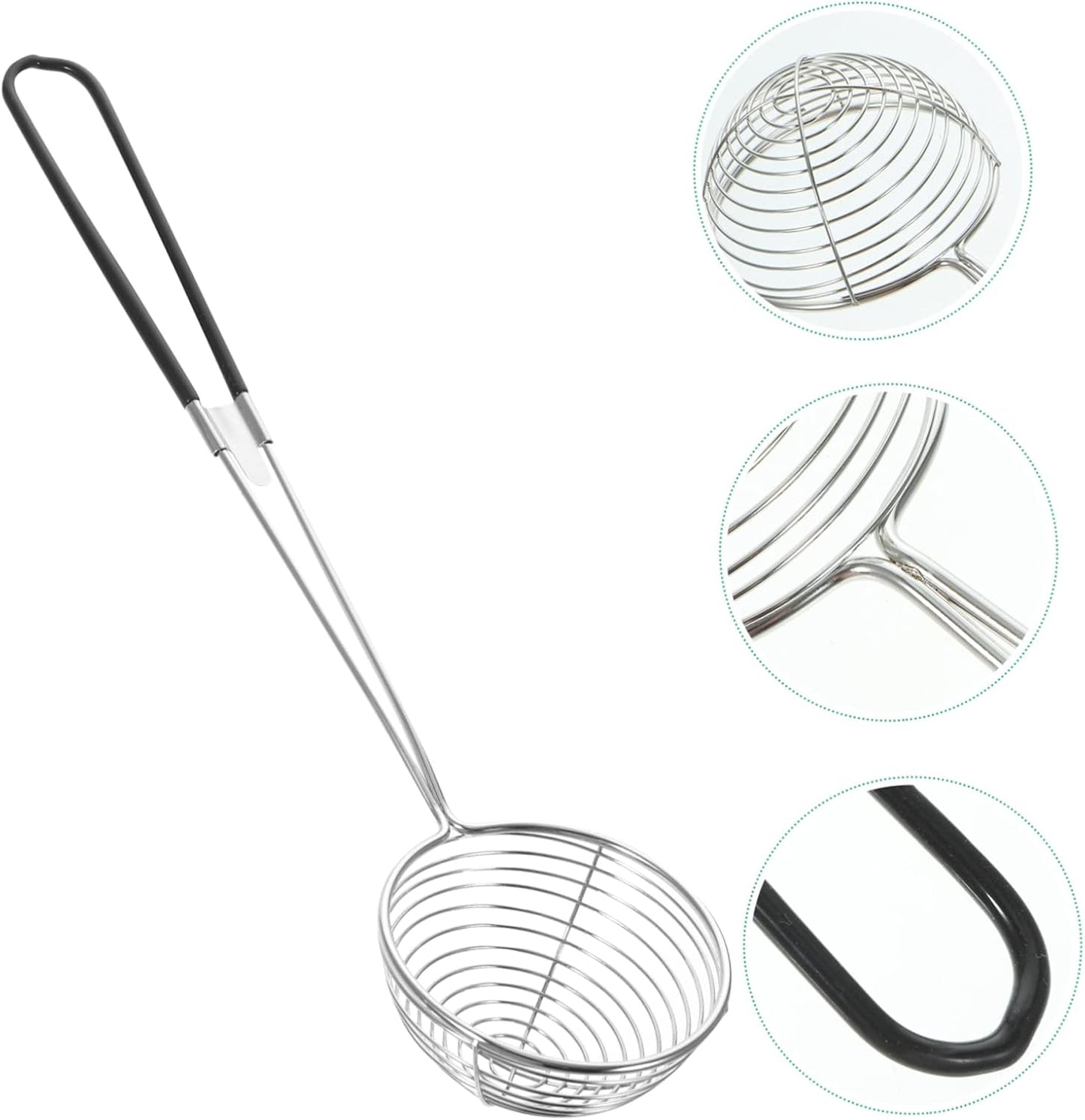 BESTYASH Portable Stainless Steel Spider Strainer Spoon Sturdy Mesh Frying Ladle for Household Cooking for Straining Vegetables and Meat Non Slip Handle