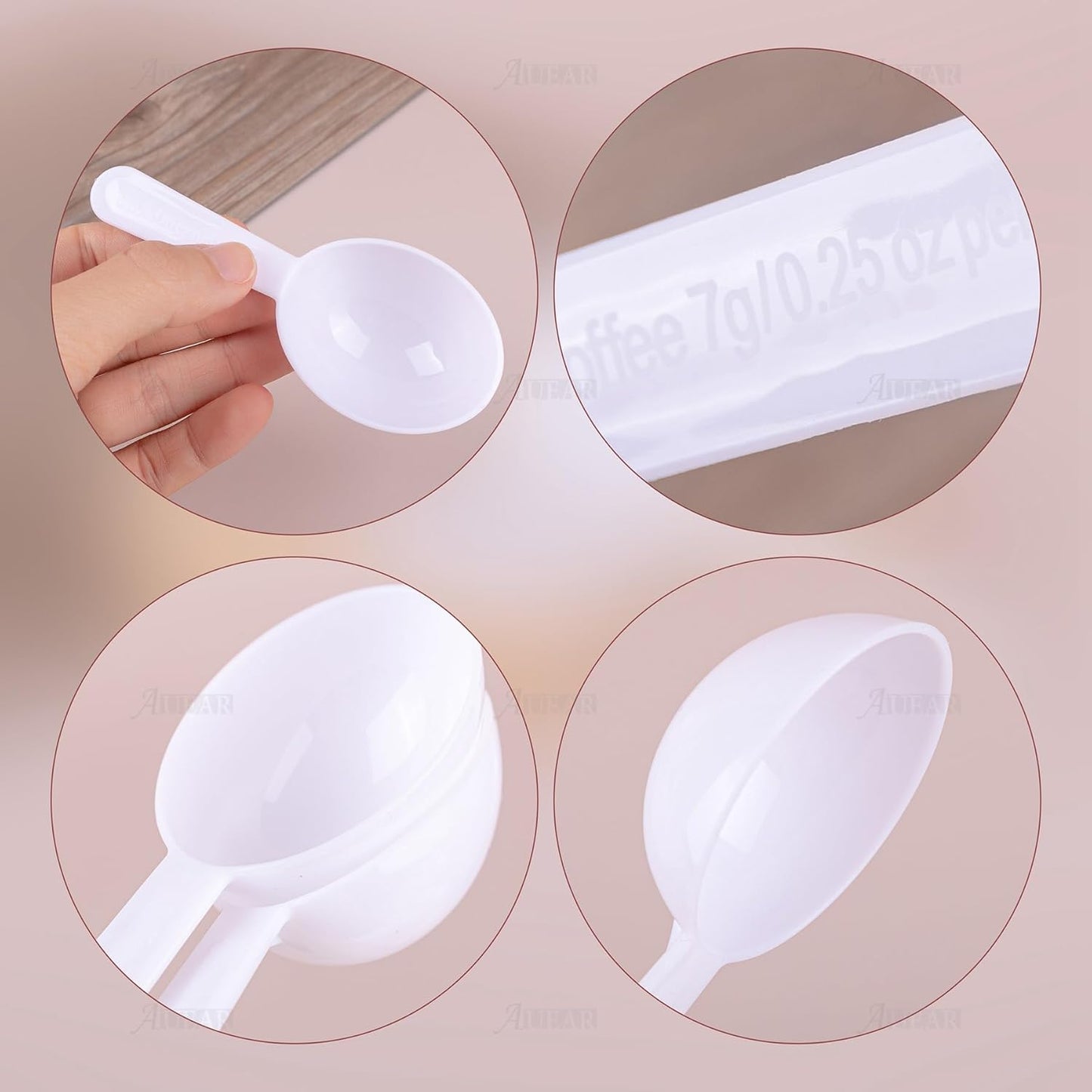 AUEAR, 5 Pack Tablespoon Coffee Scoop Plastic Measuring for Milk Powder Fruit Seed Spices