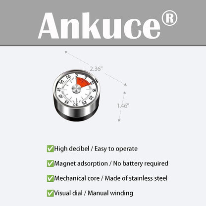 Digital Kitchen Timer for Cooking, Loud Alarm, Magnetic Back, Black and Silver (darkblack-t)