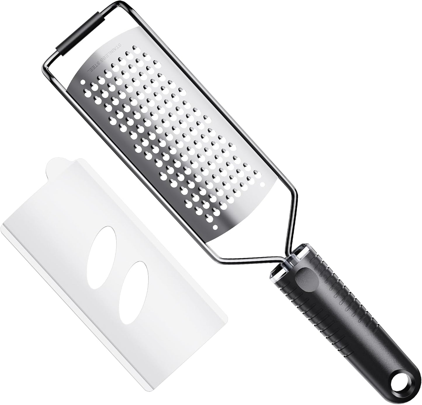 Coarse Grater for Cheese & Vegetables - Non-Slip Grip | Dishwasher Safe Stainless Steel (Black)