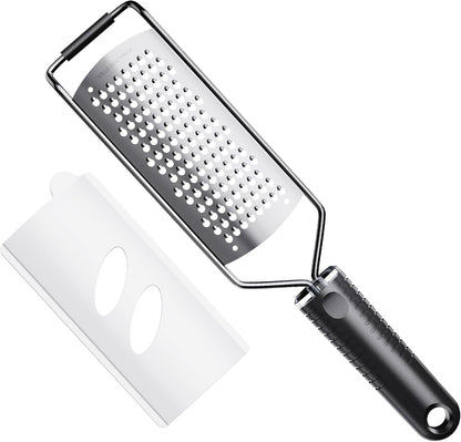 Coarse Grater for Cheese & Vegetables - Non-Slip Grip | Dishwasher Safe Stainless Steel (Black)